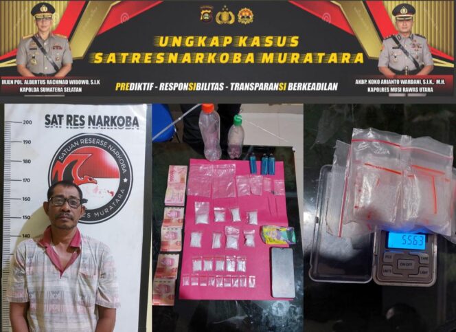 
 Sat Res Narkoba Polres Muratara Ungkap Pengedar Narkoba Jenis Sabu di Desa Beringin Makmur II