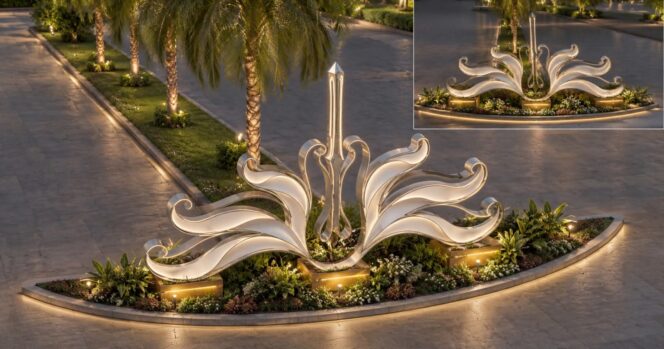 
 Mewujudkan Kawasan Perkotaan Asri, Disperkim Desain Ornamen Bunga Tunjuk Langit dan Bunga Lingge Ciri Khas Lubuk Linggau